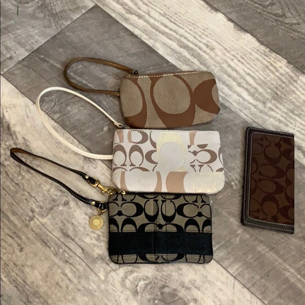 3 coach wristlets and checkbook cover